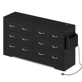 YITAHOME 6 Drawers TV Stand for 65 inches with Power Outlets -Chest of Drawers Dresser with Side Organizer Bag Entertainment Center TV Console, Black YITAHOME