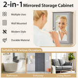Tangkula Bathroom Medicine Cabinet with Mirror, Wall Mounted Single Mirror Door Storage Cabinet w/Adjustable Shelf, Wall Cabinet w/Reversible Door for Bathroom Living Room Hallway (Grey) Tangkula