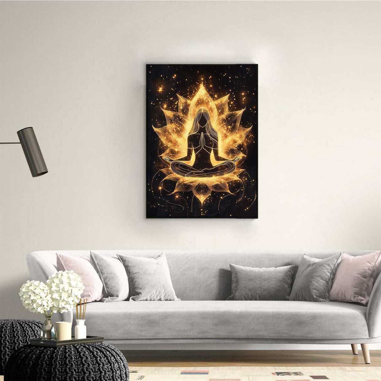 Ginfonr DIY 5D Diamond Art Kits for Adults, Lotus Diamond Painting for Adults, Diamond Art Buddha Full Drill, Diamond Art Kits Embroidery Rhinestone Craft for Home Wall Decor 12 * 16 Inch Ginfonr