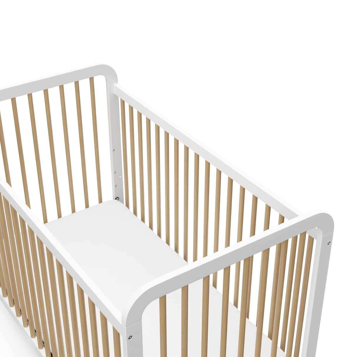 Storkcraft Pasadena 3-in-1 Convertible Crib (White with Driftwood) – GREENGUARD Gold Certified, Converts to Daybed and Toddler Bed, Fits Standard Full-Size Crib Mattress, Adjustable Mattress Height Storkcraft