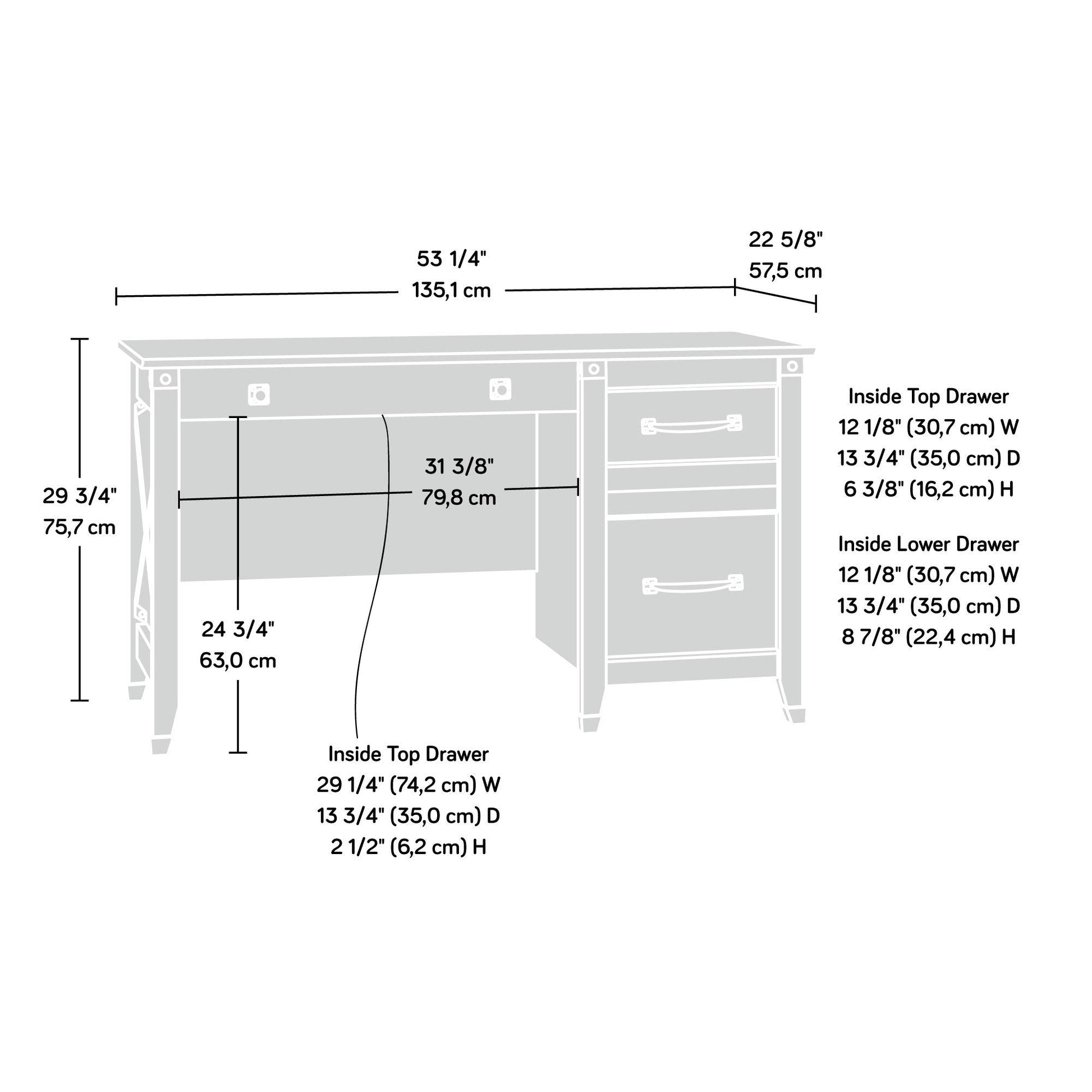 Sauder Carson Forge Pedestal Desk, Rustic Cedar Finish - WoodArtSupply