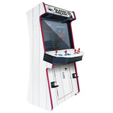 Creative Arcades Full-Size Commercial 4 Player TR-1 Slim Stand-Up Arcade with Trackball, 43" LCD, 6296 Games, Trackball, 2 Tall Stools (White Woodgrain, 6296 Games) Creative Outdoor Distributor