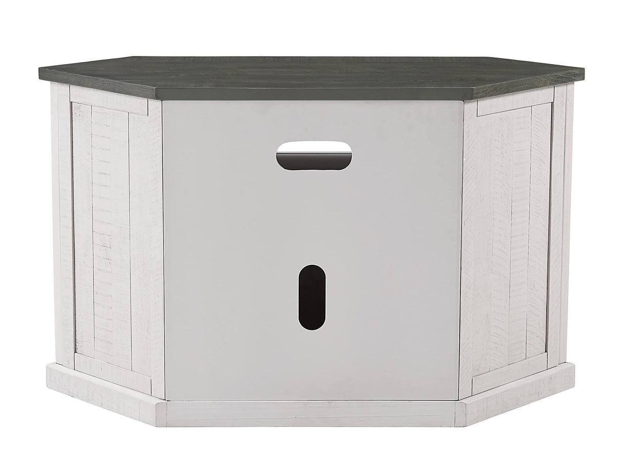 Martin Svensson Home Rustic Solid Wood Corner TV Stand, White Stain with Grey Stain Top Martin Svensson Home