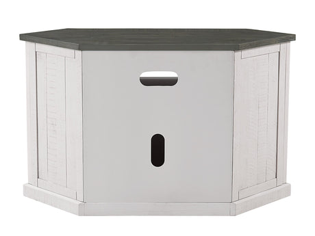 Martin Svensson Home Rustic Solid Wood Corner TV Stand, White Stain with Grey Stain Top Martin Svensson Home