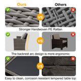 GYUTEI 6 Piece Patio Furniture Set, Outdoor Sectional Conversation Rattan Sofa Set with Ottoman and Outdoor Storage Table for Garden, Porch, Backyard (Dark Gray) GYUTEI