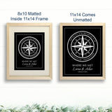 Customizable Compass Coordinates Fine Art Print | Personalized Latitude & Longitude Gift for Special Occasions, Weddings or Anniversary (Black) DREAM BIG PRINTABLES