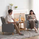 COLAMY Modern Upholstered Accent Chair Armchair with Pillow, Fabric Reading Living Room Side Chair,Single Sofa with Wood Legs, Light Grey COLAMY