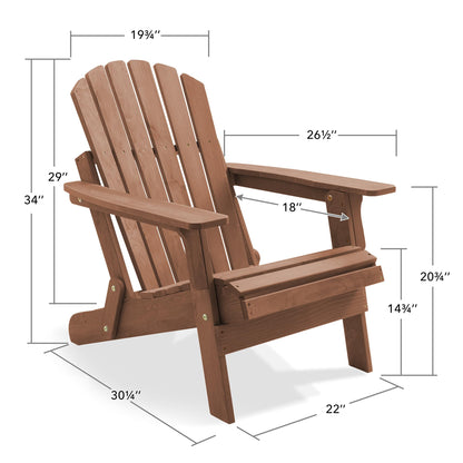 Casafield Oversized Folding Adirondack Chair, Set of 2 Cedar Wood Outdoor Fire Pit Lounge Chairs for Patio, Deck, Yard, Lawn and Garden Seating, Partially Pre-Assembled - Espresso