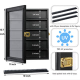 DuvinDD Minifigure Display Case Wall Mount Lego Minifigure Display Case Floating Lego Shelves Wooden Display Cabinet with UV Protect Door, Lockable Dustproof Showcase Thimble Display Case DuvinDD
