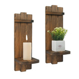 Yorkmills Sconces Wall Decor Set of 2, Wall Candle Holder Rustic Home Decor, Farmhouse Wall Art Floating Candle Sconces Shelf Wooden Wall Decorations for Living Room, Dining Room, Bedroom, Bathroom Yorkmills