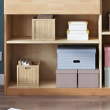 KWOKING Contemporary Rubber Wood Bookshelf with Glass Doors - Versatile Storage for Home and Office KWOKING
