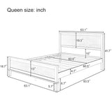 Merax Queen Size Wooden Bed Frame, Mid Century Modern Platform Bed with Tall Headboard and Footboard, Solid Wood Slats Support, No Box Spring Needed, Easy Assembly, Brown Merax