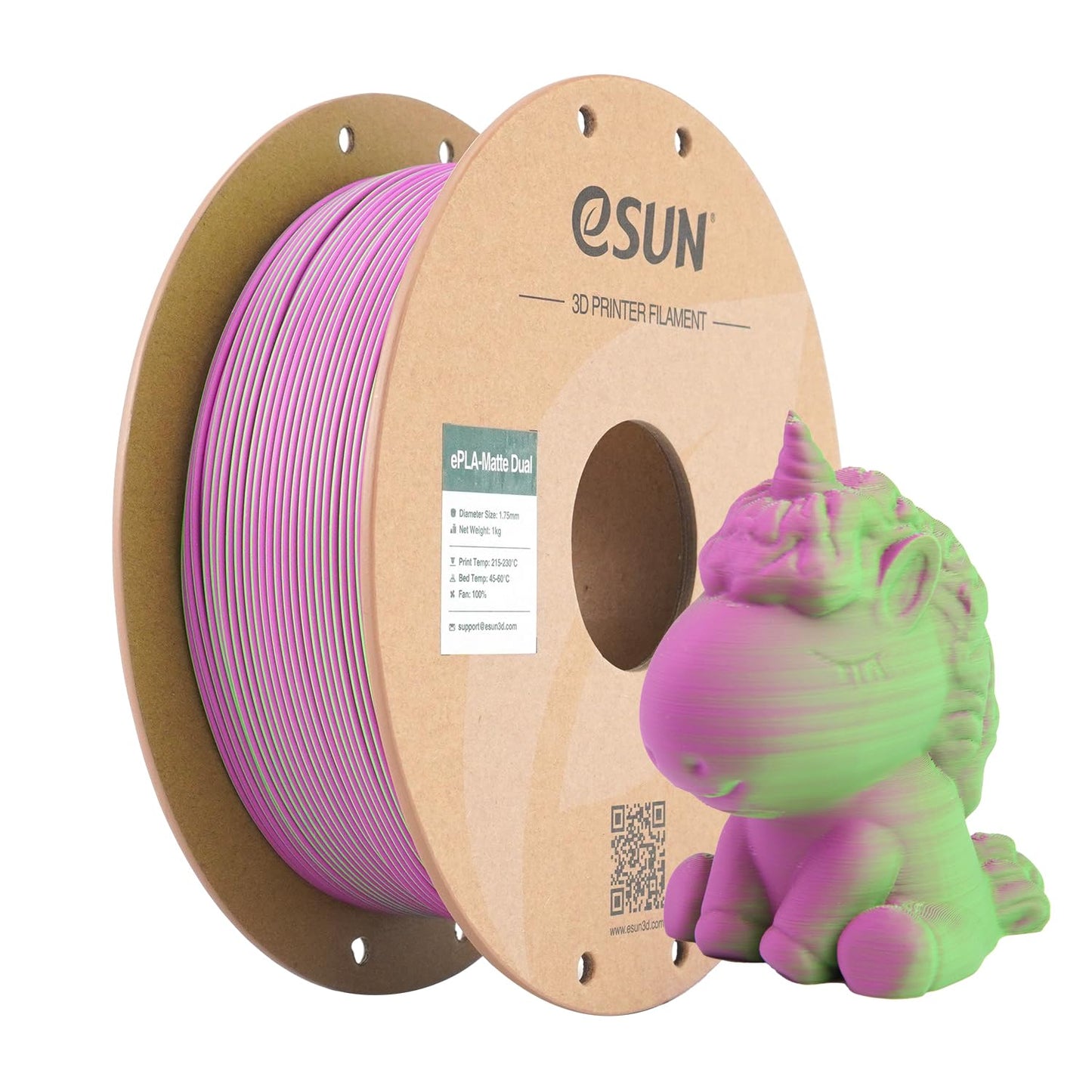 eSUN Dual Color Matte PLA Filament 1.75mm, Matte 3D Printer PLA Filament, 1KG Spool 3D Printing Filament for 5D Printers, Green Pink - WoodArtSupply