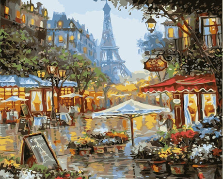 Newsight Paint by Numbers for Adults & Kids & Beginners DIY Acrylic Painting Gift Kits Drawing Paintwork with Paintbrushes(16 * 20 inch Street Under Eiffel Tower) Newsight
