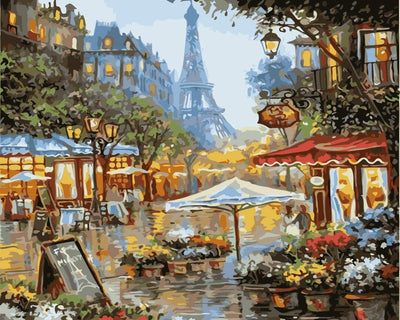 Newsight Paint by Numbers for Adults & Kids & Beginners DIY Acrylic Painting Gift Kits Drawing Paintwork with Paintbrushes(16 * 20 inch Street Under Eiffel Tower)