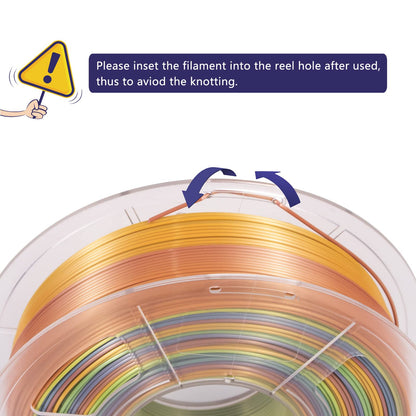 3D Printer Filament, Silk Rainbow PLA Filament 1.75 mm, Color Change Filament Dimensional Accuracy +/- 0.03 mm, 1 KG Spool, PLA Rainbow Silk Multicolor