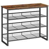 HOOBRO Shoe Rack, 4 Tier Shoe Organizer, Adjustable Shoe Shelves, Flat or Slanted, Holds 9-12 Pairs, Stable and Durable for Entryway, Closet, Rustic Brown and Black BF09XJ01 HOOBRO