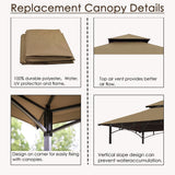 Grill Gazebo Replacement Canopy Roof – Hugline 5x8 Outdoor Grill Shelter Canopy Top Double Tiered BBQ Tent Cover Fit for Model L-GG001PST-F (Khaki) Hugline