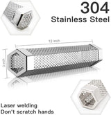 12" Pellet Smoker Tube for pellet Grill 2 Pack Cold Smoker Generator for BBQ Stainless Steel Wood Pellet Tube Smoker Fit Electric Gas Charcoal Grill, Provides Food tong and Brush and Hook JIIGAAT