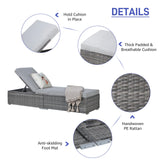 Patiorama 9 Pieces Outdoor Patio Furniture Set,All Weather Grey PE Wicker Rattan Sectional Conversation Set W/Adjustable Chaise Lounge Chair of 2 and Coffee Table,for Porch Garden,Light Grey Cushion Patiorama