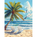 ShiCattle Coconut Tree Diamond Art Kits for Adults Beginners,DIY Full Round Drill Diamond Painting Kits Beach Chair,Paint by Diamonds Dot Gem Art Crystal Easy,Home Wall Decor 12x16Inch ShiCattle
