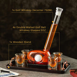 CRAFTGEN Golf Whiskey Decanter Set with 4 Golf Ball Shot Glasses, Unique Golf Accessories Gifts for Men, 750ml Glass Golf Themed Liquor Dispenser for Bourbon, Scotch, Vodka, Tequila CRAFTGEN