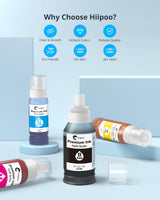 Hiipoo Compatible Refill Ink Bottle Replacement for Epson 502 (Not for Sublimation) for ET-2750 ET2720 ET-2803 ET-2800 ET-3750 ET-4750 ET-3760 ET-4760 ET-2850 ET-4800 ET-3700 ET-15000 Printer Hiipoo