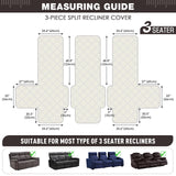 TAOCOCO 100% Waterproof Recliner Sofa Cover Non Slip Couch Cover for 3 Seat Reclining Sofa, Split Reclining Couch Covers 3-Piece with Straps, Washable Sofa Slipcover for Kids Pets(3 Seater, Chocolate) TAOCOCO