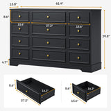 Hasuit Large Dresser with 12 Drawers for Bedroom, 61.4'' Long Modern Chest of Drawers, Black Wide Dressers Clothes Closet, Wooden Bedroom Funiture Storage Organizer Hasuit