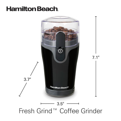 Hamilton Beach Fresh Grind Electric Coffee Grinder for Beans, Spices and More, Stainless Steel Blades, Removable Chamber, Makes up to 12 Cups, Black