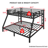 Setawix Metal Queen Over King Bunk Bed,Heavy Duty Queen and King Bunk Beds for Adults,Industrial Bunkbed with Ladders for Kids,Teens,Boys,Girls,Space Saving,Low Noice (Black, Queen Over King) Setawix