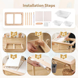 IEATFO Rubber Wood Montessori Sensory Table - 3 Foldable Storage Bins, Reinforced Frame, Height Adjustable Children's Table - Multifunctional Kids Activity Table Promotes Sensory Experiences & Growth IEATFO