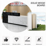 Wood Reception Desk with Counter, Mostrador para Negocio 47.2" - 157.5" Marble Stone Front Checkout Desk with Drawers, Keyboard Tray & Shelves for Office, Retail Store, Clothing Boutique CANYIHB