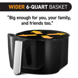 Gourmia Air Fryer Oven Digital Display 6 Quart Large AirFryer Cooker 12 1-Touch Cooking Presets, XL Air Fryer Basket 1500w Power Multifunction Black and Stainless Steel Accents FRY FORCE GAF686 Gourmia