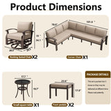 ASJMR 10-seat Aluminum Patio Furniture Set, L-Shaped Sectional Sofa with 5.1" Cushions, High Backrest & 2 Footstools, Durable Outdoor Patio Furniture Set, Backyard, Poolside - Sand ASJMR