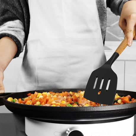 Silicone Cooking Utensils Kitchen Utensil Set - 446°F Heat Resistant Silicone Kitchen Utensils Set, Spatula,Turner Tongs, Spoon, Brush, Whisk,Kitchen Gadgets for Nonstick Cookware, BPA Free (Gray) oannao