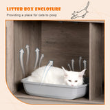 Heybly Cat Tree with Litter Box Enclosure, 76.8-inch Wooden mainecoons Cat Tower with Food Station,Extra Large Platforms, Modern Big Cat Condo Furniture with All-sisal Scratching Post, Greige HCT111SG Heybly