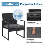 JOIVI 5 Pieces Patio Bistro Set, PE Wicker Outdoor Patio Furniture Set, Modern Rattan Patio Chairs with Table & Ottomans, Patio Conversation Sets for Balcony, Front Porch, Poolside, Gray Cushion JOIVI