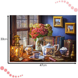 CASTORLAND 500 Piece Jigsaw Puzzle, Tea Time, Classic Interior, Old Fashioned Furniture, Oil lamp, Beautiful vase, Adult Puzzles, Castorland B-53070 Castorland