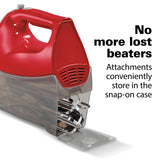 Hamilton Beach 6-Speed Electric Hand Mixer with Whisk, Traditional Beaters, Dough Hooks, Snap-On Storage Case, 275 Watts, Red Hamilton Beach