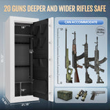 KAER Fireproof Gun Safe Biometric 20 Gun Safe for Rifles and Pistols 30 Minute Fire Protection Heavy-Duty Fingerprint Gun Cabinet for Shotguns with Digital Keypad, Large Quick Access (White) KAER