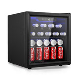 EUHOMY 48 Can Beverage Refrigerator cooler-Mini Fridge Glass Door for Beer Drinks Wines, Countertop Beverage Fridge with Adjustable Shelves Blue LED for Home/Office/Dorm/Bar, 1.3 cu.ft EUHOMY