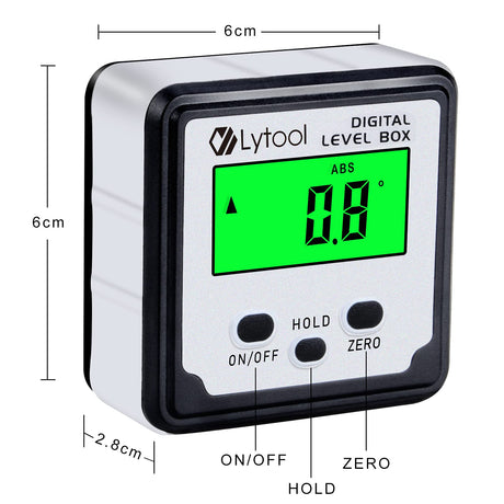 Lytool Digital Angle Finder, Angle Gauge Electronic Level Tool with Bubble Level and Magnetic Base, Digital Inclinometer Angle Measuring Tool for Woodworking, Construction and Machinery Lytool