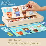 LilyBeauty Wooden Jigsaw Bear Family Puzzle Box, Dressing Puzzles Toys, Dress-up Puzzle Set（72 pcs） (Mixed) LilyBeauty