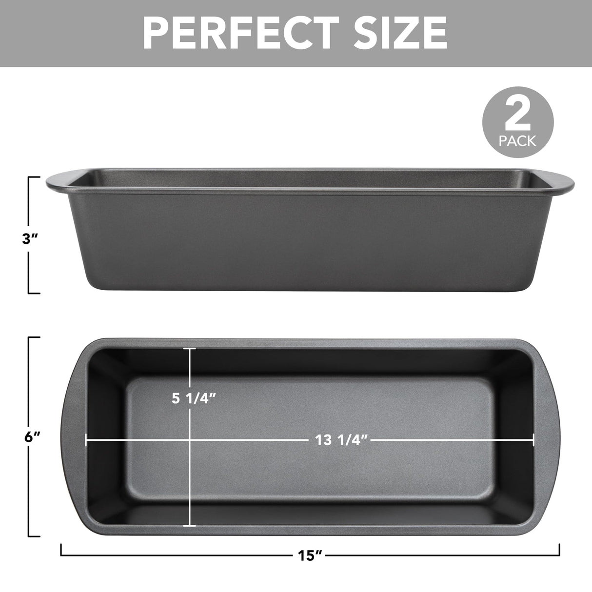 Extra Large Bread Pan, 13" x 5" Long Loaf Pan, Nonstick Baking Pan, Rectangular Loaf Tin, Set of 2 Tiawudi