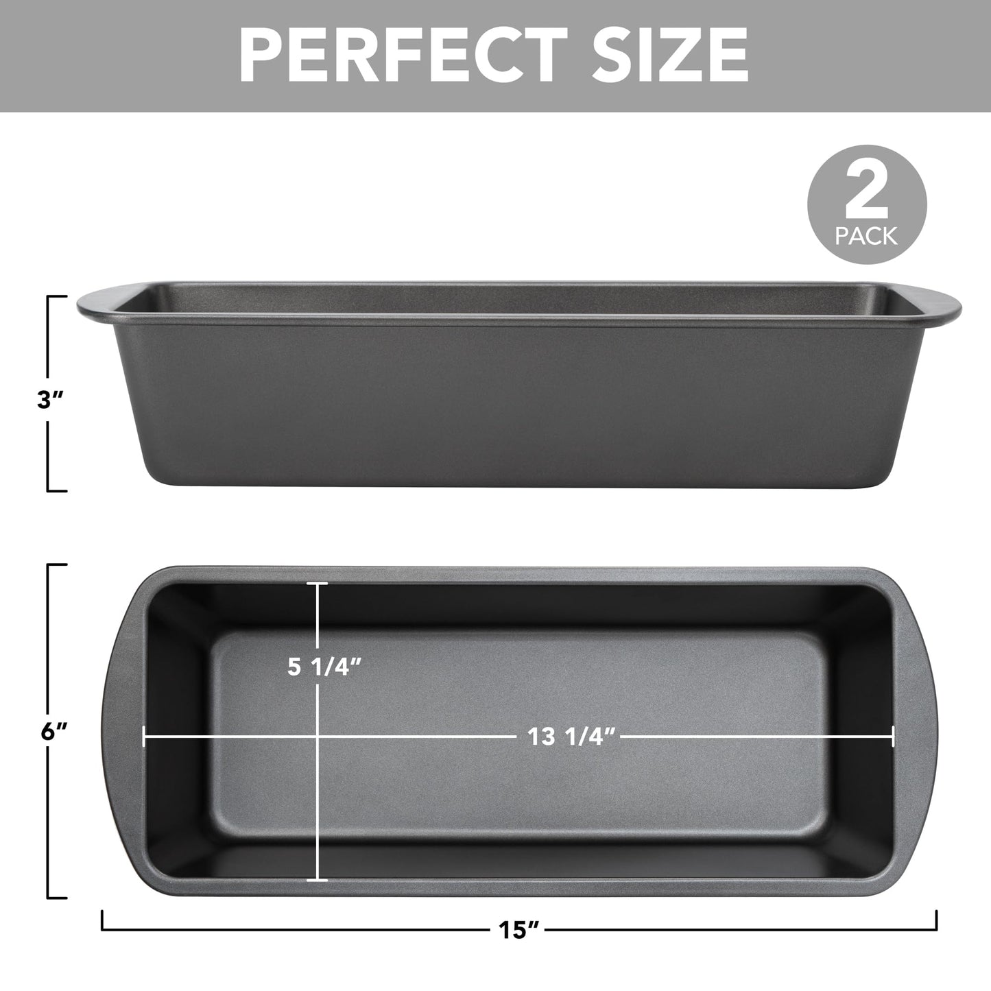 Extra Large Bread Pan, 13" x 5" Long Loaf Pan, Nonstick Baking Pan, Rectangular Loaf Tin, Set of 2