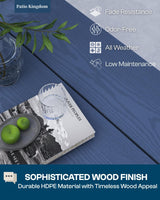 Patio Kingdom 9-Piece Outdoor Dining Set for 8, 75.2" HDPE Table with Umbrella Hole & 8 Chairs, All-Weather Patio Furniture for Lawn, Yard, Deck, or Poolside, Fade & Crack Resistant (Navy Blue) Patio Kingdom