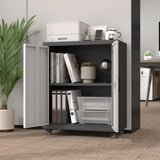 FATIGOS 31.5''H Metal Storage Cabinet with Wheels, Garage Storage Cabinet with Lock, Lockable Steel Rolling Tool Chest with Doors & Adjustable Shelves for Garage, Home, Office, Assembly Required FATIGOS