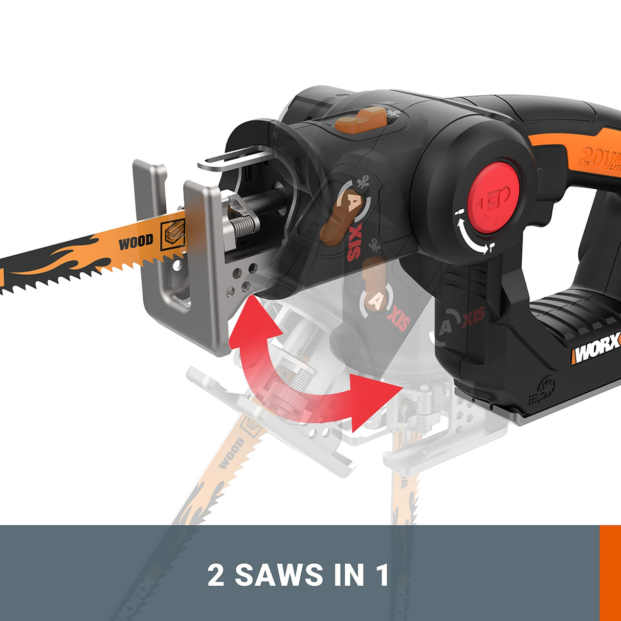 WORX 20V Cordless Drill Driver，Impact Driver and Reciprocating Saw，WX911L Power Tool Combo Kit ，2 * 2.0Ah Batteries & Charger Included WORX