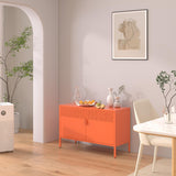 Washsemba 2 Door Metal Accent Cabinet,Orange Metal Storage Cabinet with Adjustable Shelf,2-Tier Office Cabinet,Multipurpose Metal Locker Storage Cabinet for Office Home,Music Studio (Orange) Washsemba